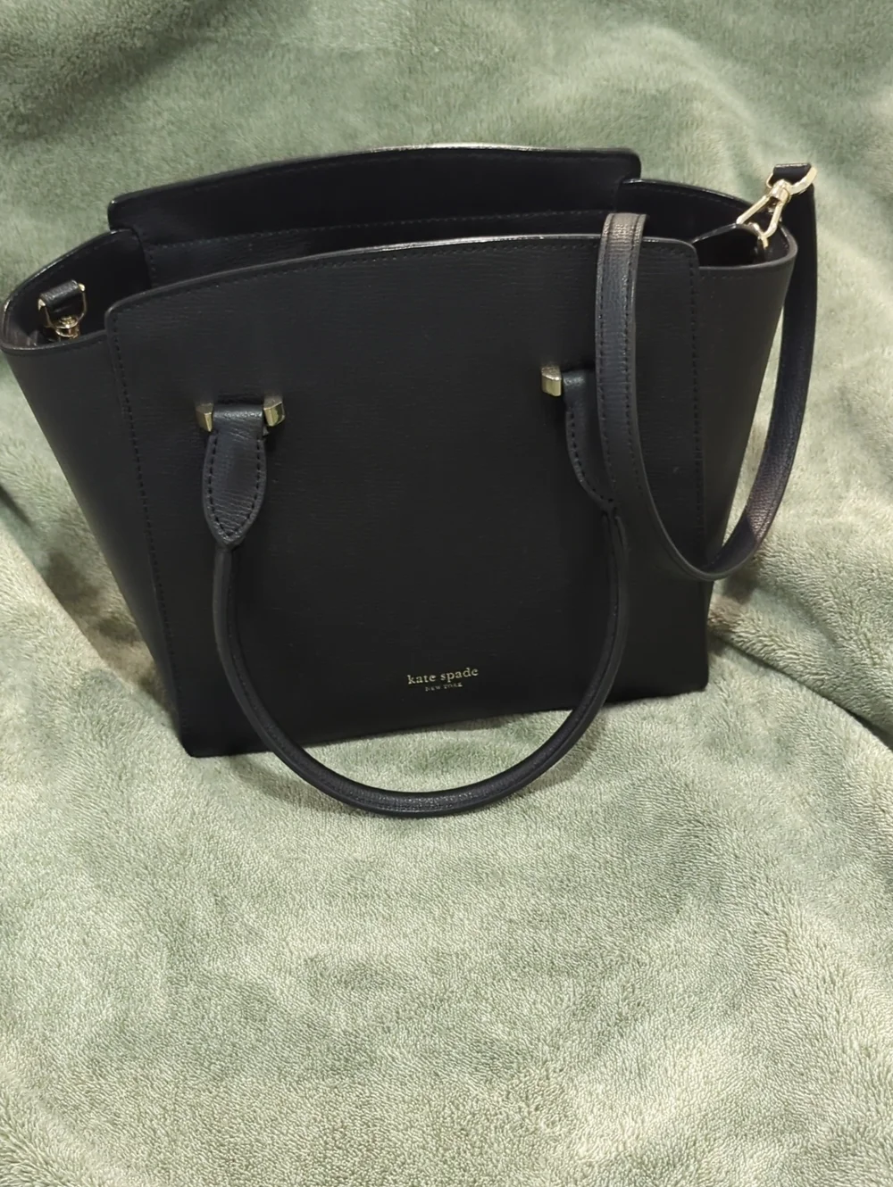 kate spade Black Leather Shoulder Bag with Gold-Tone Hardware